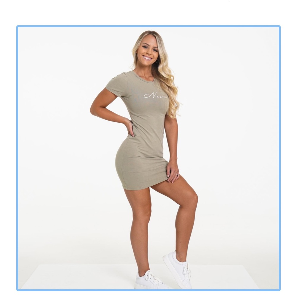 Navi olive green shirt dress